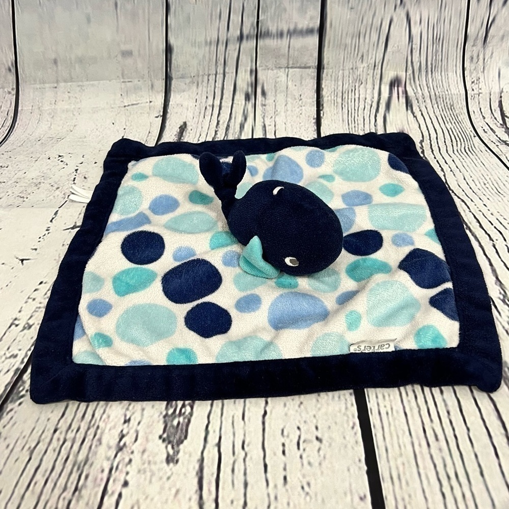 Carter's Baby Infant Boy Blue Whale lovey Security Blanket polka dot